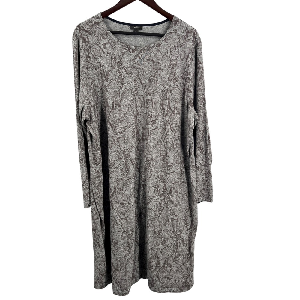 J. Jill Wearever Knit Sweater Dress 2X Snakeskin Gray